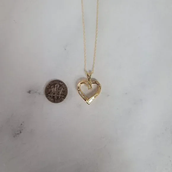 Princess & Baguette Diamond Heart Shaped Necklace